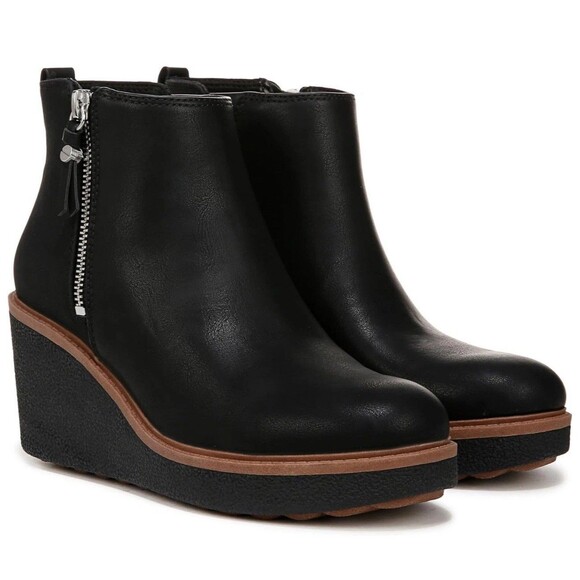 DR. SCHOLL’S Amber Wedge Ankle Bootie Size 9 Black NEW Casual Comfort Career - Picture 1 of 10